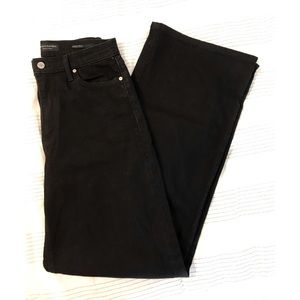 On trend Banana Republic high rise wide leg black denim jeans.